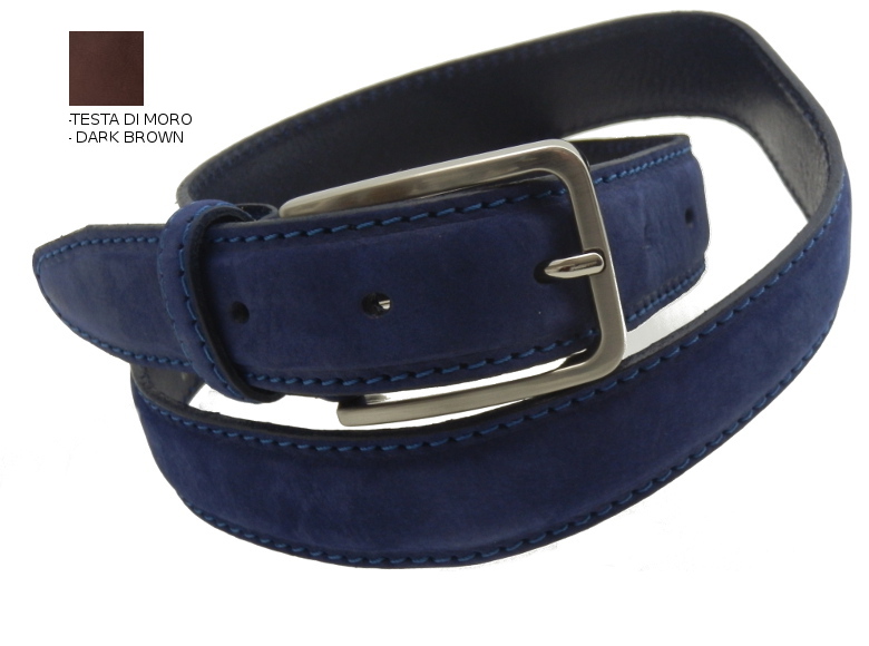 Nubuck Leather Belt - Dark Brown - 35mm